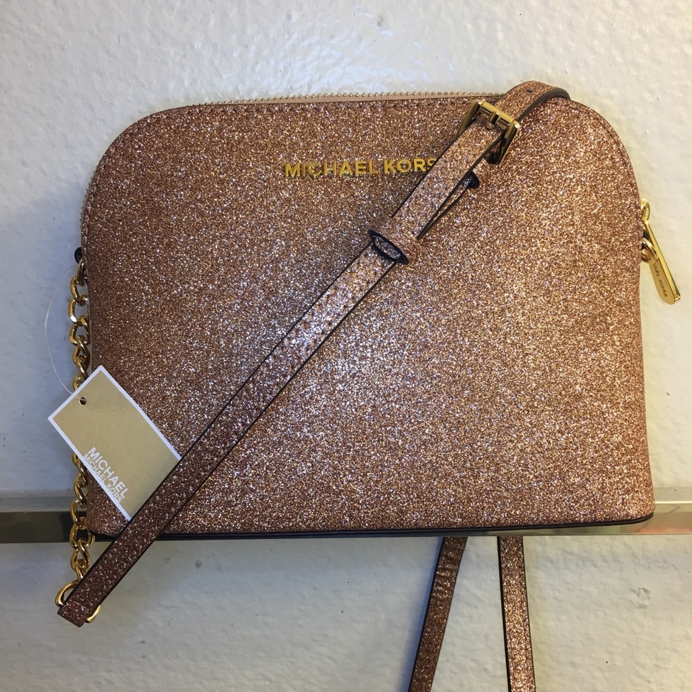 MICHAEL KORS Rose Gold Glitter Crossbody
